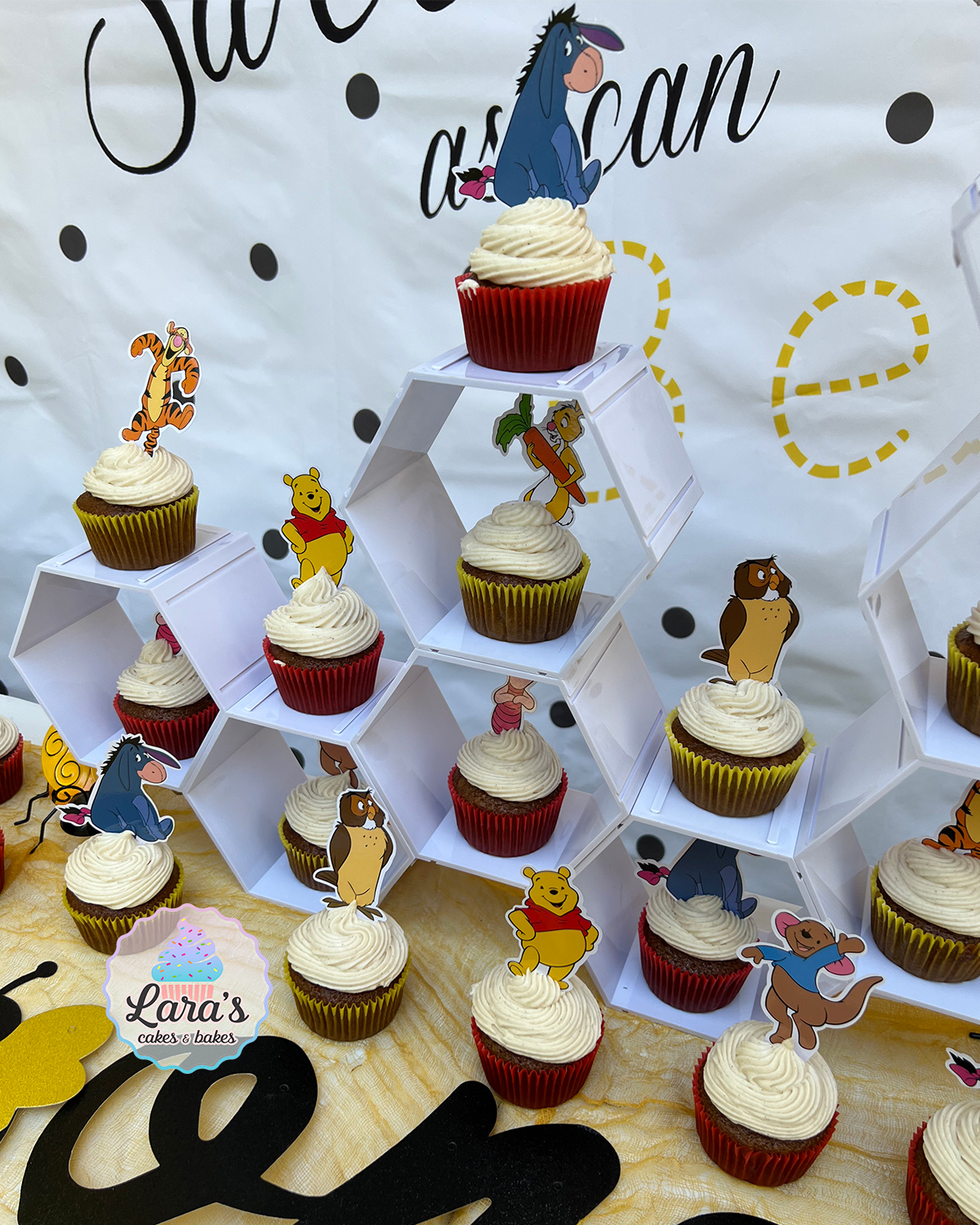 Apple cider cupcakes with Winnie the Pooh toppers