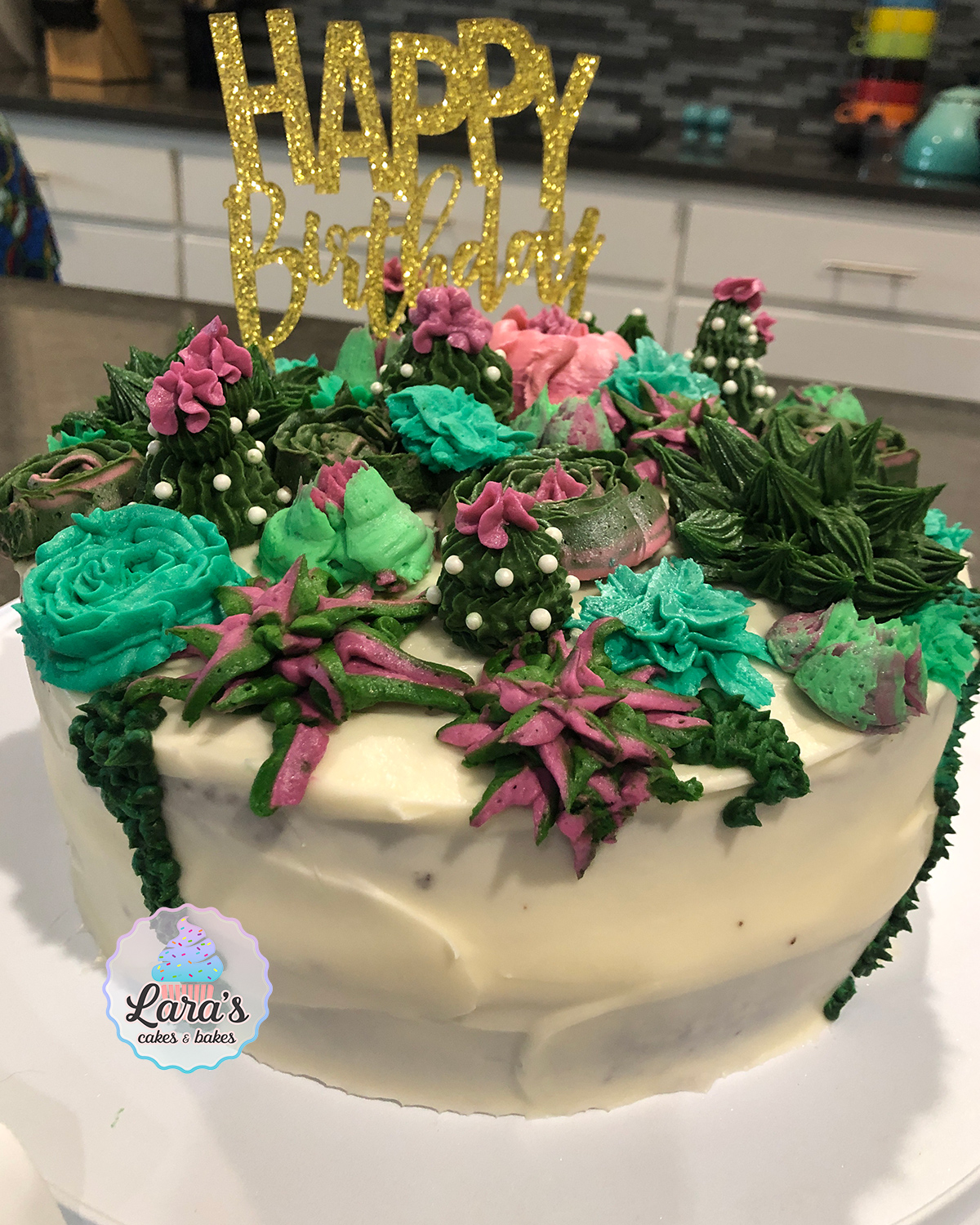Chocolate cake with buttercream succulents